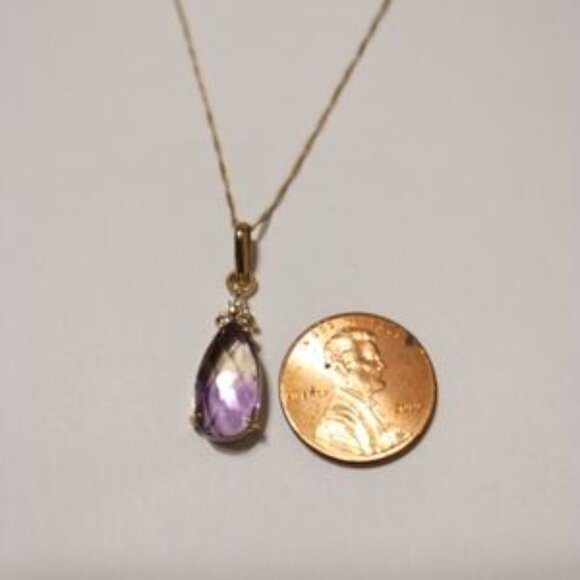 La Bolivianita (or Ametrine) With Italian 18K Yellow Gold Chain Necklace - Picture 3 of 4
